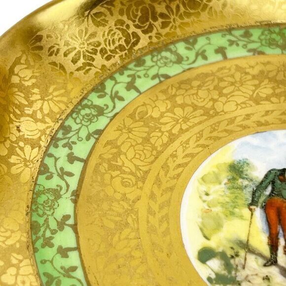 Osborne China Gold Footed Dish Compote Dish Scalloped Rim and Flared Base - Picture 3 of 9